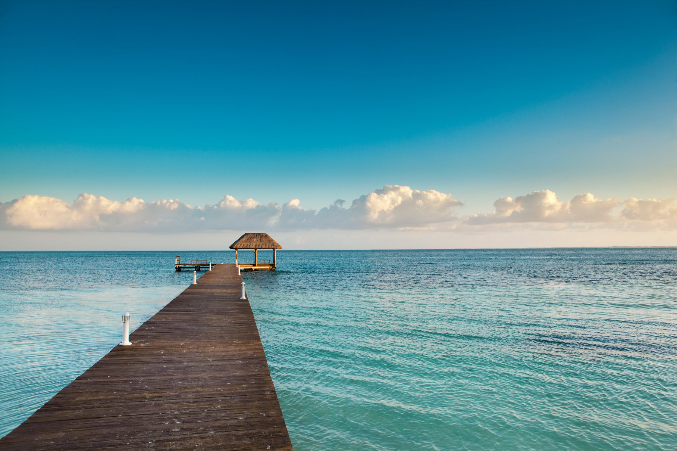 Beach and Dock at Cancun Riviera Maya Mexico